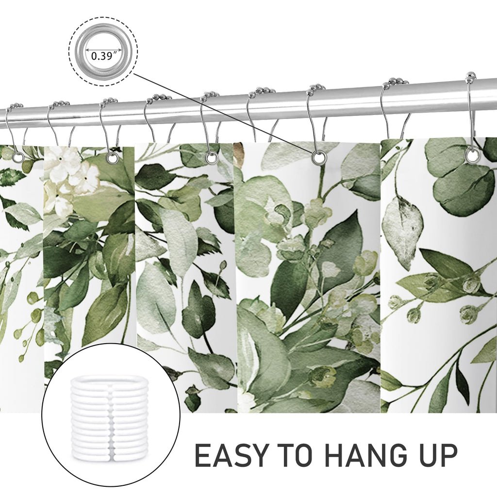 Long Eucalyptus Shower Curtain 72 x 78 Inch, Olive Green