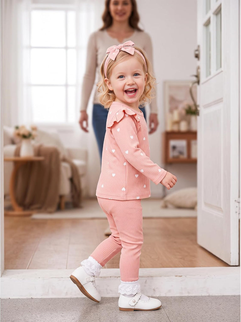Baby Girl Clothes Outfits 3Pc Long Sleeve Cotton Top Pants