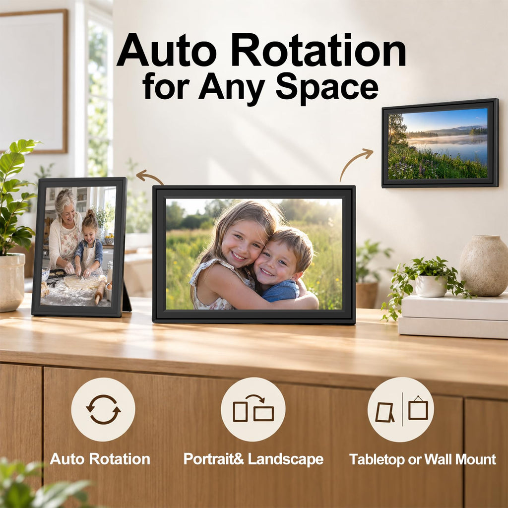 WiFi Digital Picture Frame, 10.1 Inch Touchscreen, Easy to Use