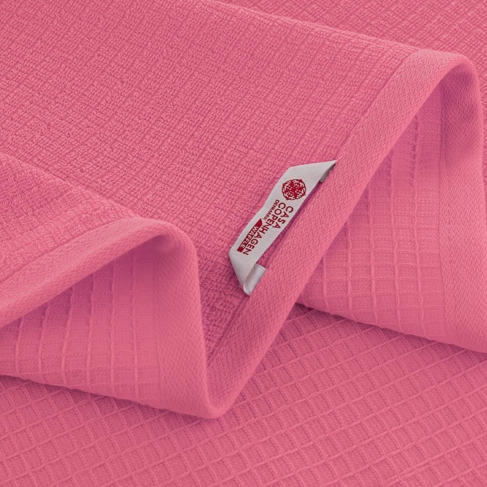 Waffle 2Pcs 100% Egyptian Cotton Large Designer Bathsheet Towels Gift Set- Pink, 35"x70" 2Bath Sheet Towels (Box