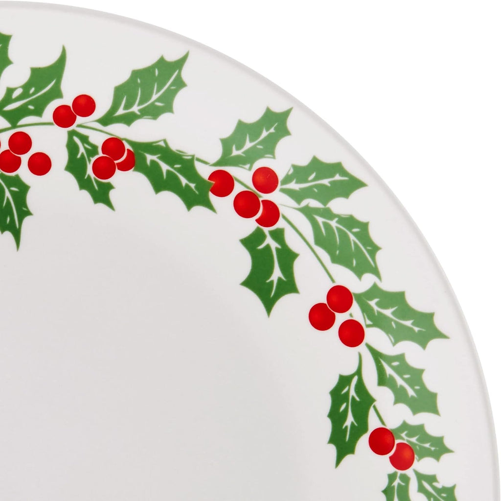 Holiday Cheer 16 Piece Dinnerware Set Service for 4 Multicolor Multi Color Casual Round Porcelain Pieces Microwave