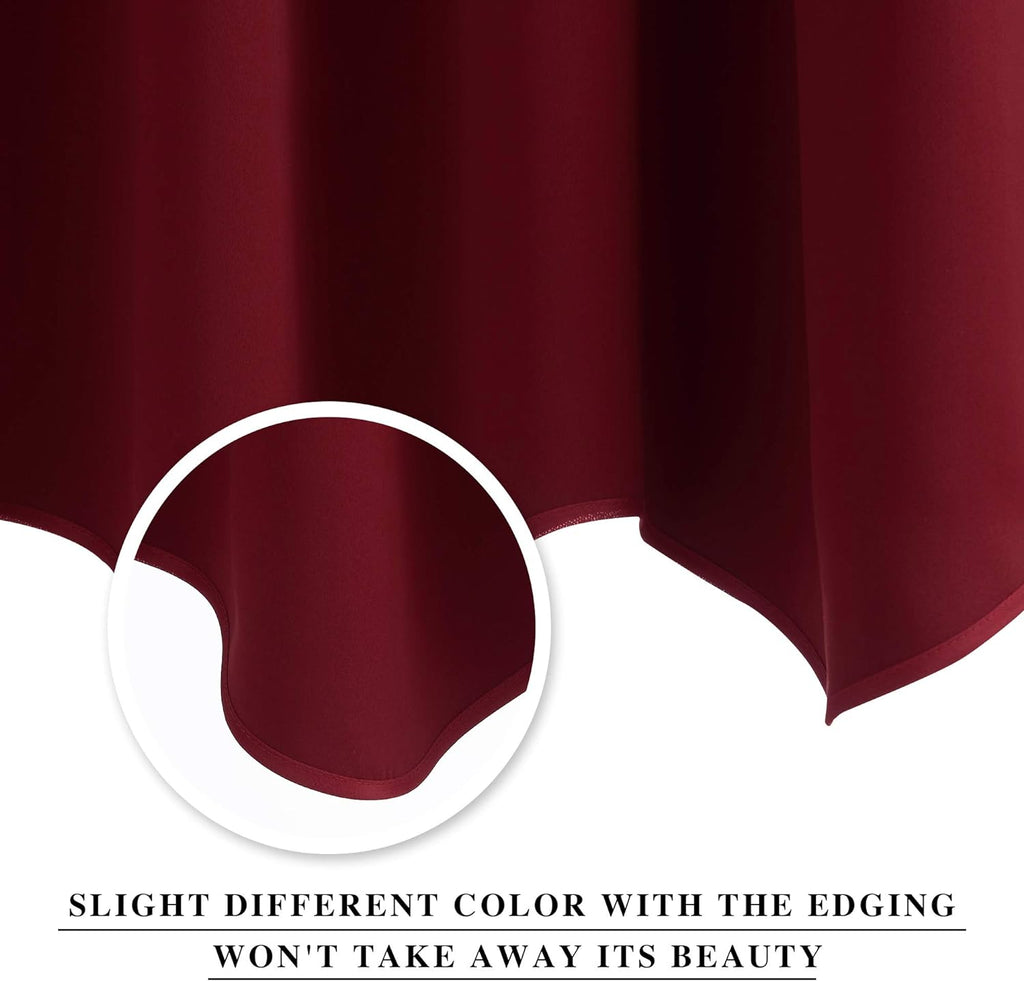 Burgundy Red Blackout Valances, Thermal Insulated Elegant W52 x L18 Scalloped Rod Pocket Curtains Small Window
