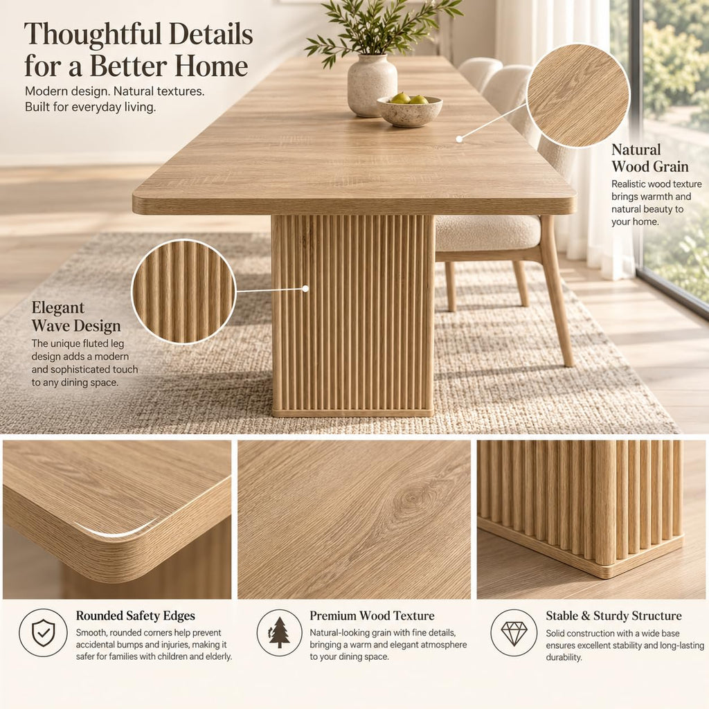 63-78" Modern Farmhouse Extendable Dining Table for 4 6 8, Oak