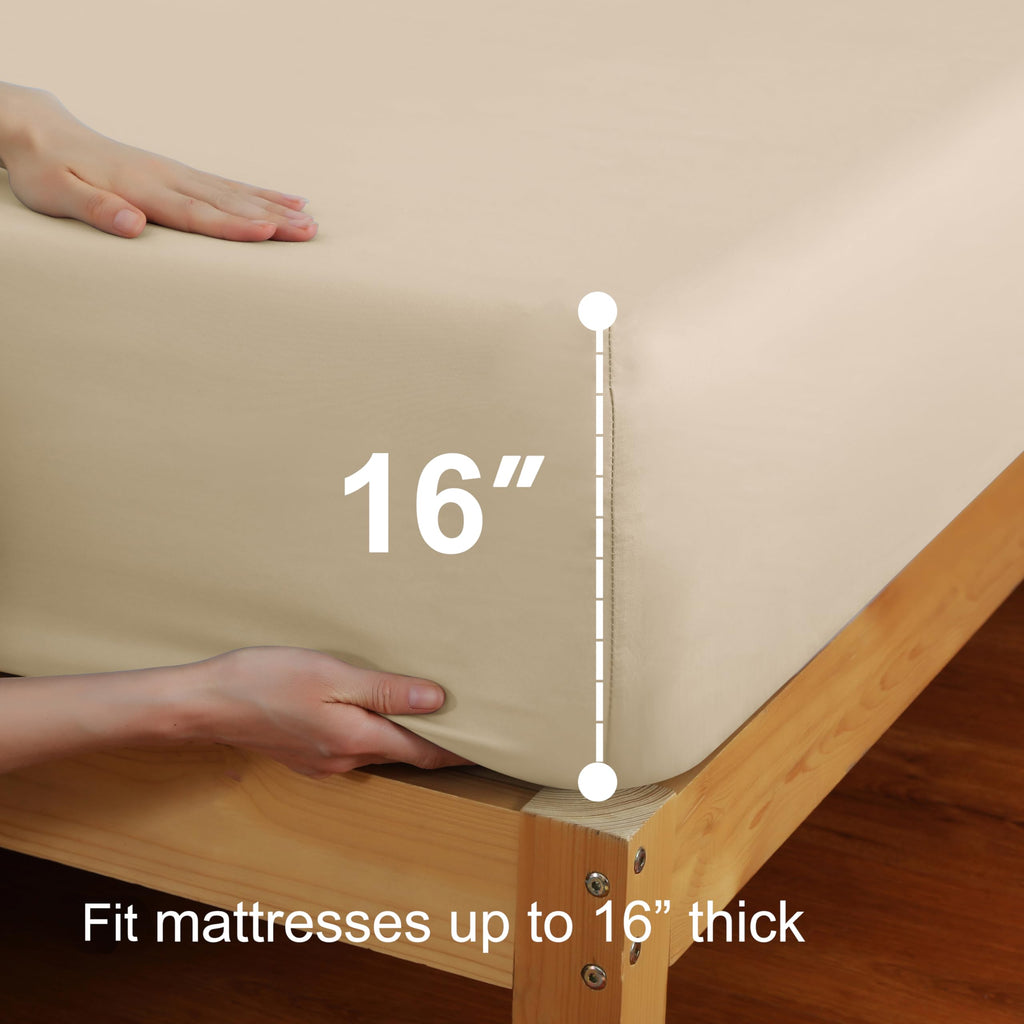 100% Egyptian Cotton Fitted Sheet Queen Size, 600 Thread Count Sateen