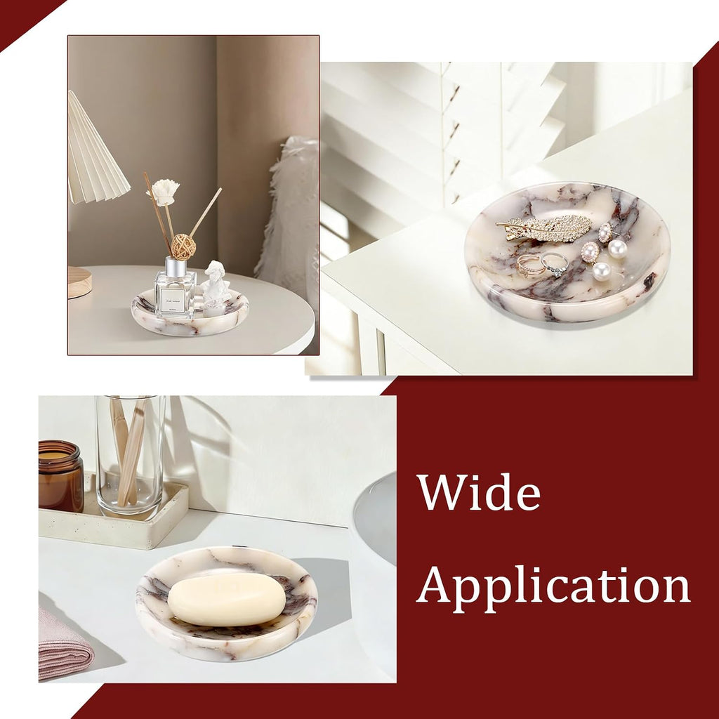Decorative Key Holder for Entryway Table Round Key Bowl Marble Nightstand Organizer for Candle Jewelry Tray