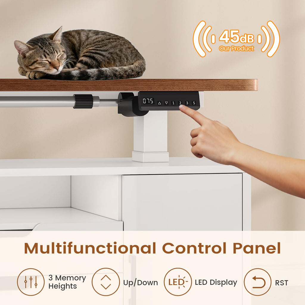 Modern L Shaped Executive Electric Standing Desk with 4 Drawers