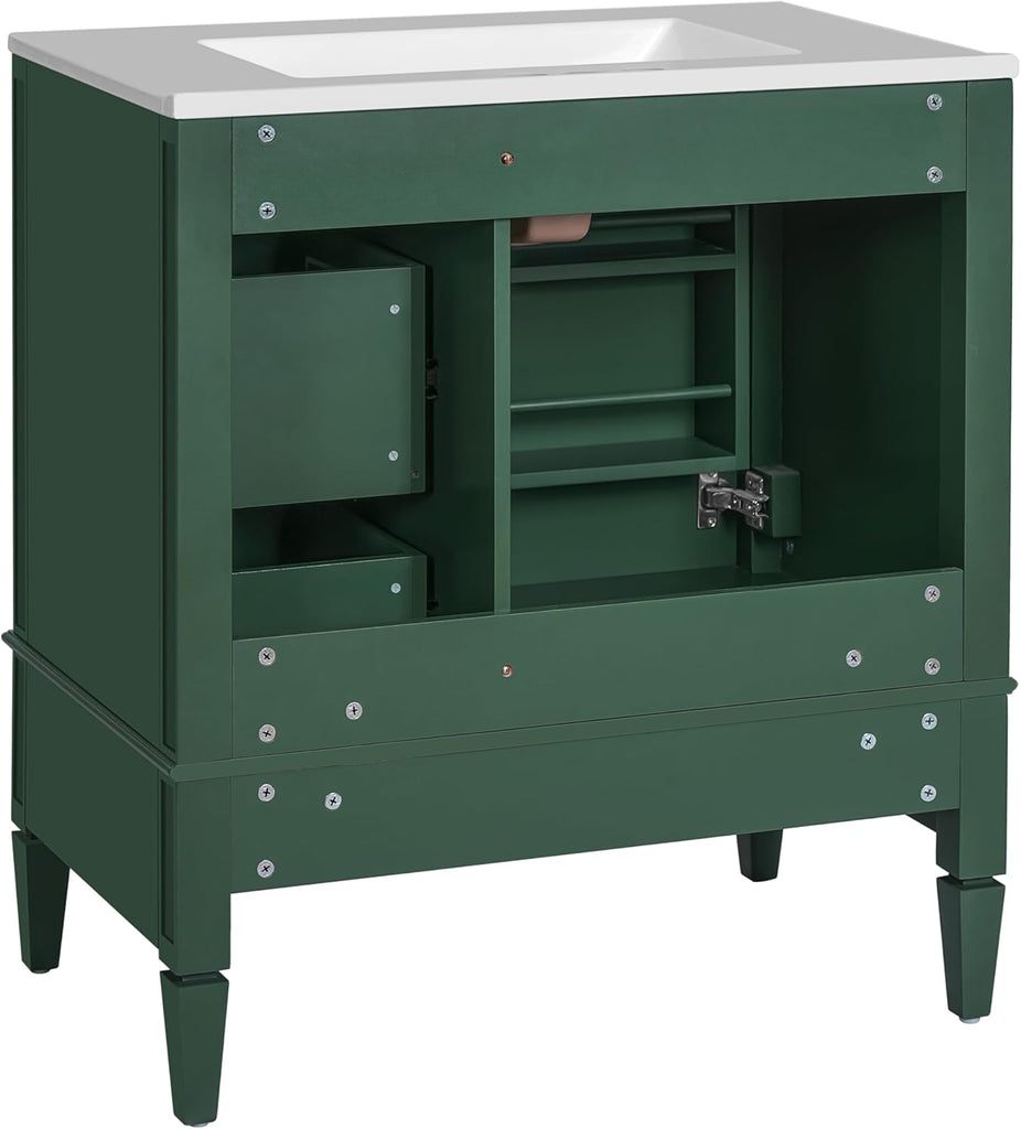 30" Bathroom Vanity with Sink, Modern Bathroom Storage Cabinet with 3 Drawers & 1 Door, Freestanding Bathroom Vanities