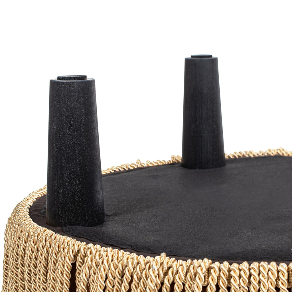 Yolanda 24" Round Upholstered Accent Ottoman, Deep Brown Performance Velvet
