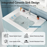 60 Inch Bathroom Vanity with Double-Sink, Freestanding Modern Bathroom Vanity Cabinet with Ceramic Basin