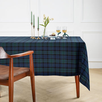 100% Linen Christmas Tablecloth 60 x 144 In, Blue & Green
