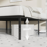 Full 18 Inch Platform Bed Frame, Heavy Duty Metal Foundation Frame, Noise-Free Sturdy Steel Slats, Underbed Storage