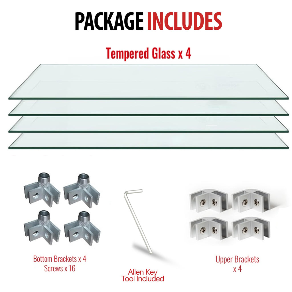 AMS 38" Rectangular Clear Tempered Glass Wind Guard for Fire Pit Table