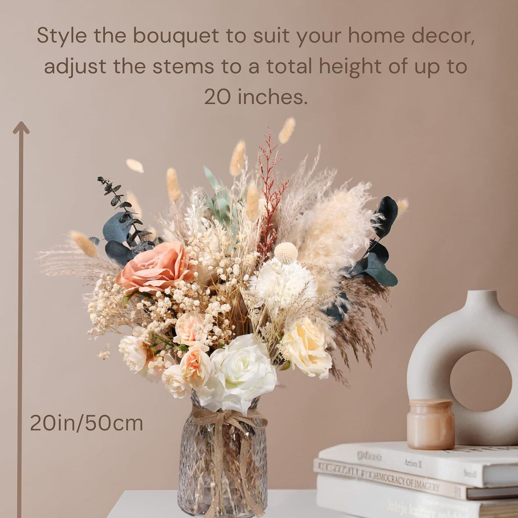 Luxury Floral Arrangement with Vase - Pampas Grass & Artificial Flowers - Set of 100
