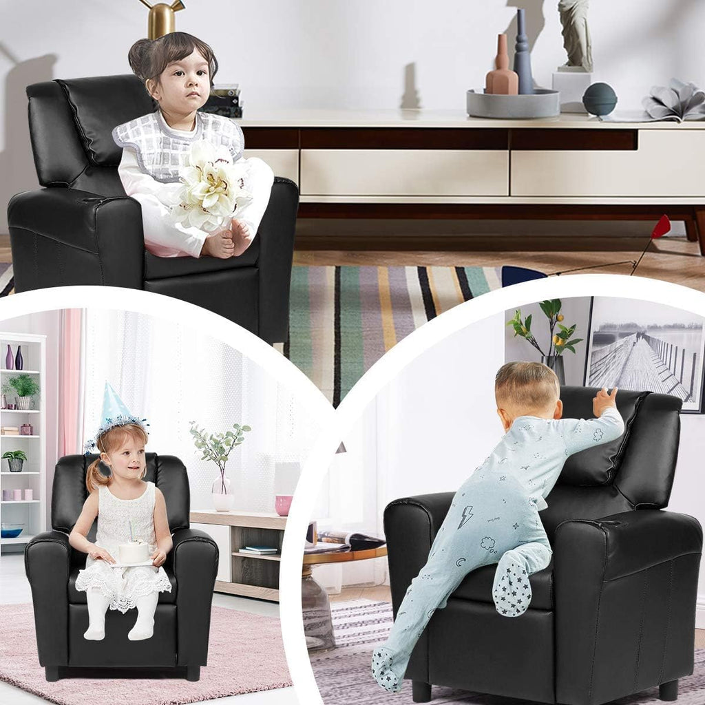 Adjustable Recliner Kids Chairs with Footrest & Backrest,Comfy Toddler Lounge Armchair for Age 3+, Single Sofa Couch