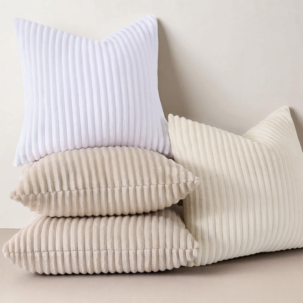 Fall Soft White Flannel Throw Pillow Covers 16X16 Set of 2