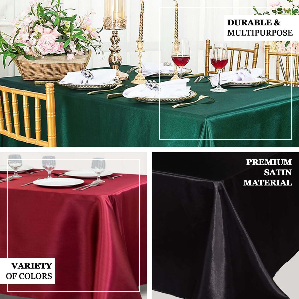 Rectangle Satin Tablecloth, 90"x156" Smooth Oblong Washable Table Cloth, Decorative Silky Fabric Table Cover for