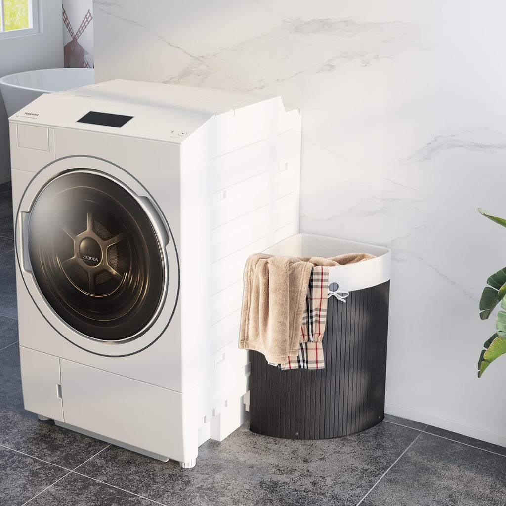 58 L Corner Laundry Hamper with Lid, Removable Liner & Handle Black