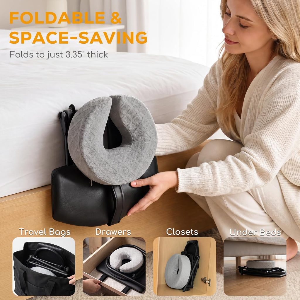 Massage Headrest for Bed, Adjustable Bed Face Cradle Holder with Armrest