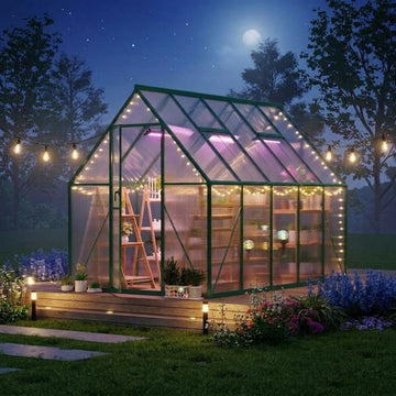 6 x 9 ft Outdoor Polycarbonate Greenhouse Kit, Heavy Duty Greenhouse with Reinforced Aluminum Frame, Adjustable Roof