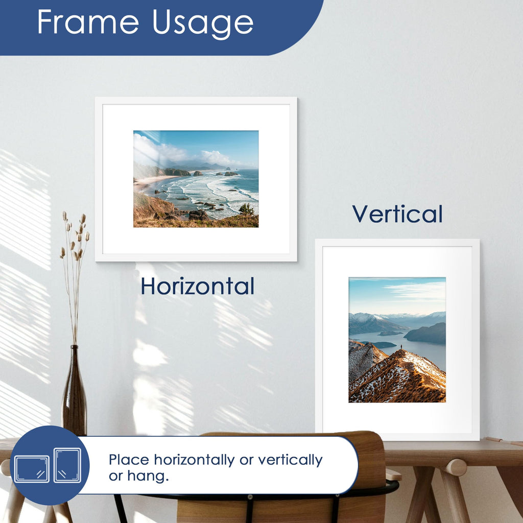 16x20 Picture Frame Set of 6, Wall Mount Display, White