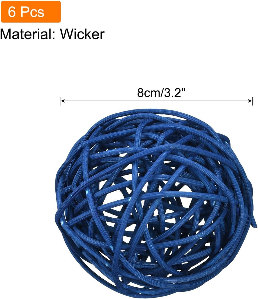 Wicker Rattan Balls 3.2 Inch Rattan Decorative Balls Vase Fillers for Wedding Party Centerpiece Bowls Home - Set of 6