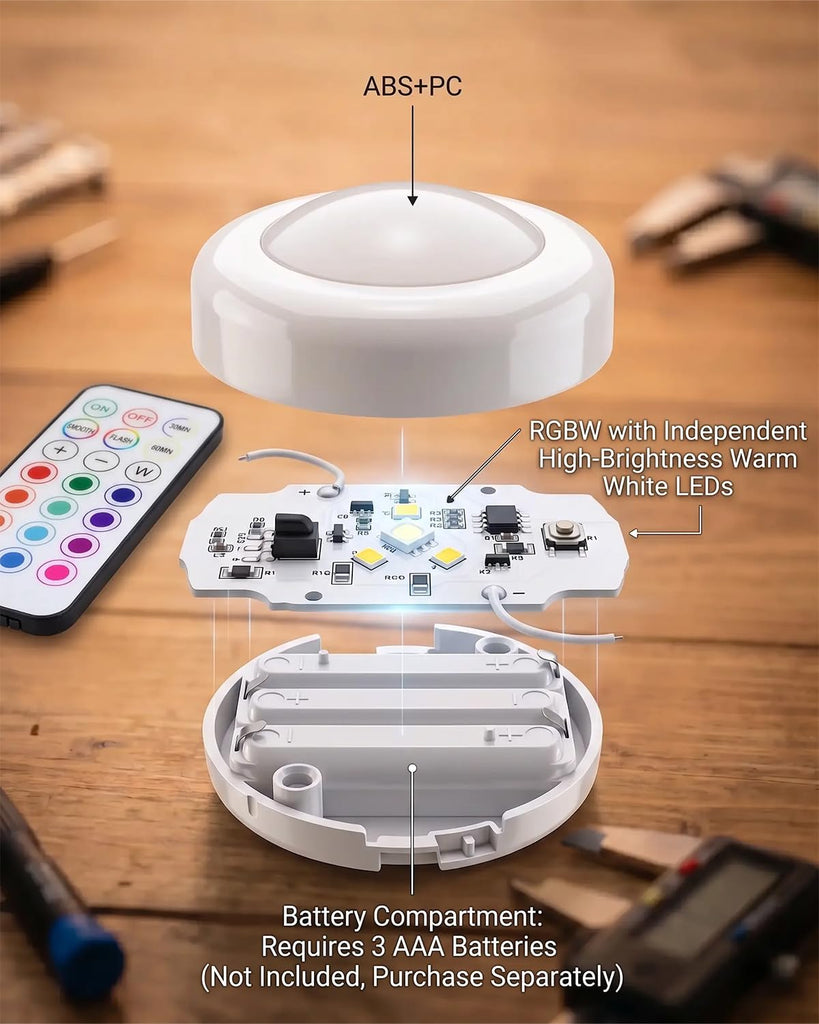 5 Pack Remote Controlled 16-Color RGBW Puck Lights for Bambu Lab