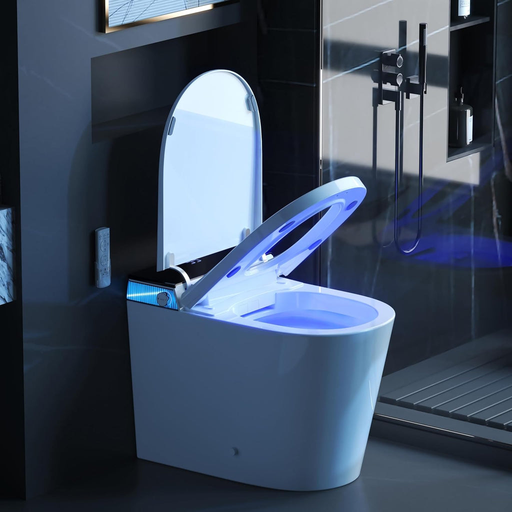 Smart Toilet with Bidet Built-in for Small Bathroom,One Piece Toilet with Self-Clean