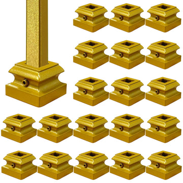 20 Pack Glossy Gold Iron Baluster Flat Shoes, Stair Shoe with Screw for 1/2" Square Balusters, Upgrade and Decorate