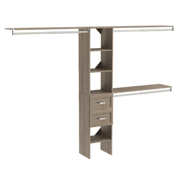 SuiteSymphony Closet Organizer with Shelves and 2 Drawers, 16-Inch-Natural Gray