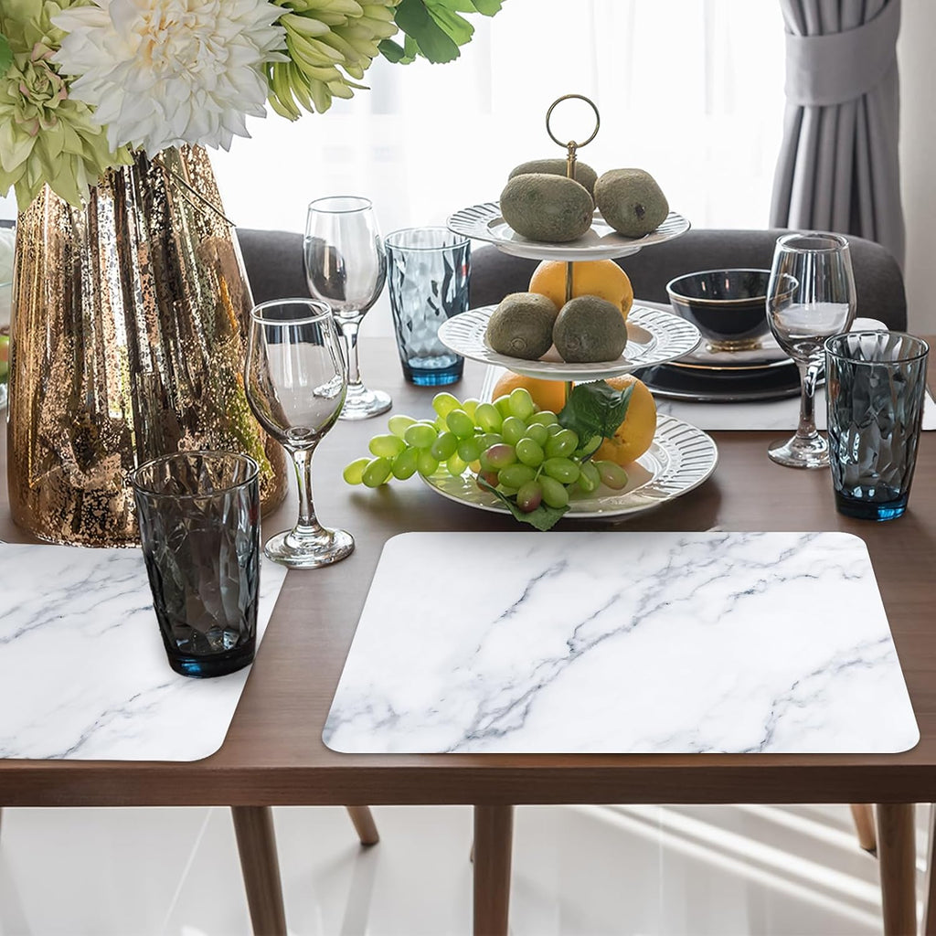 Marble Plastic Placemats Marbles Table Mats 17×13×0.04in - Set of 6