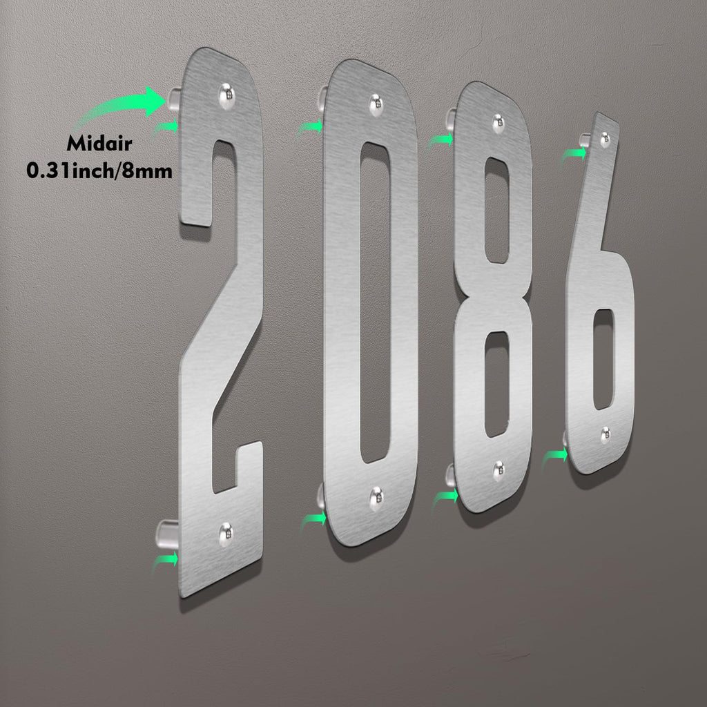12 Inch Stainless Steel Metal Floating Door Numbers, Matte Black Metal Letters, Modern Metal House Numbers, Metal