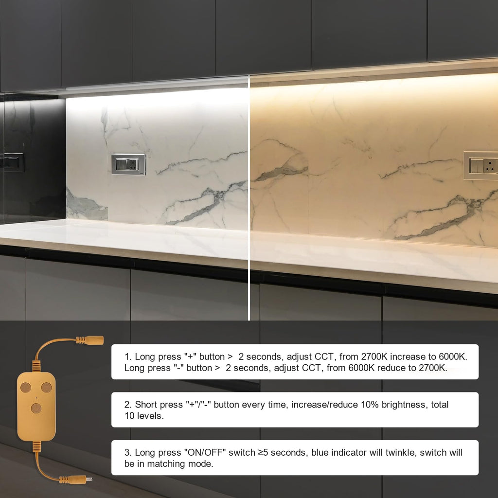 40inch Dimmable LED Kitchen Light Kit, 2700-6000K Smart Closet Cabinet Lighting Fixture APP Control, Work