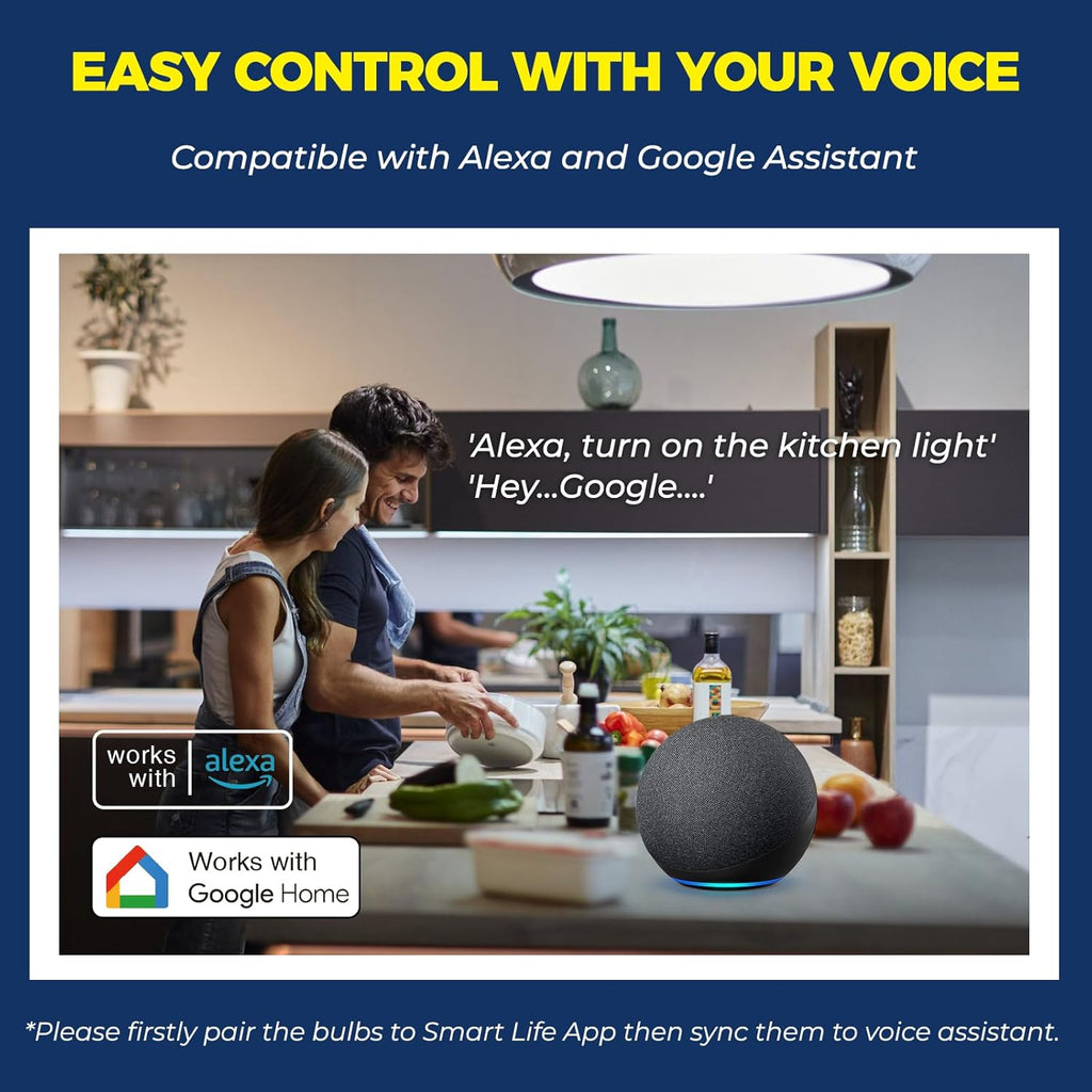 Smart Light Bulbs 100W Equivalent, Works with Alexa/Google Home/SmartLife, 1350LM 11W RGBCW Color Changing LED Light