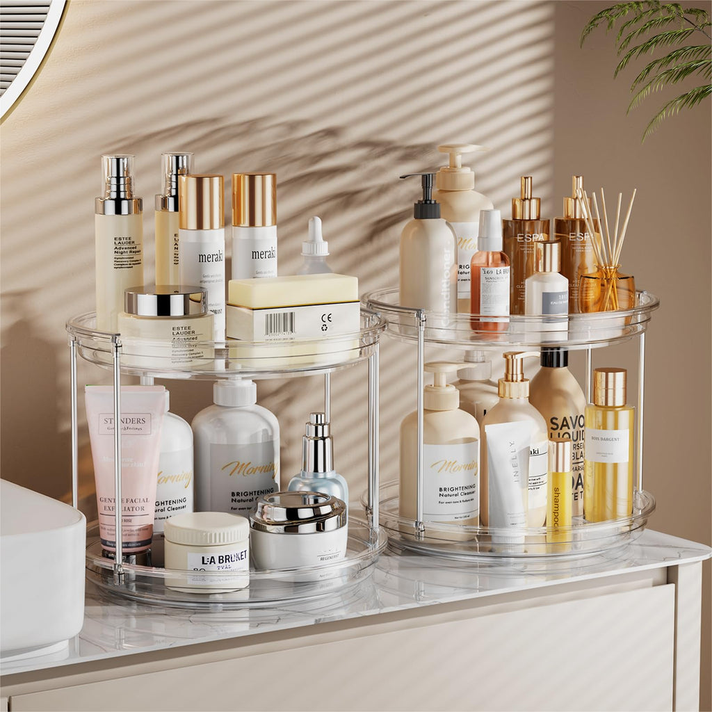 2 Pack 2 Tier Lazy Susan Turntable Organizer 9.25'' Spice Rack