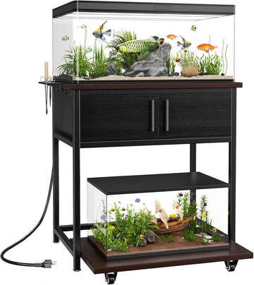 20-29 Gallon Fish Tank Stand with Power Outlet and Slide-Out Shelf