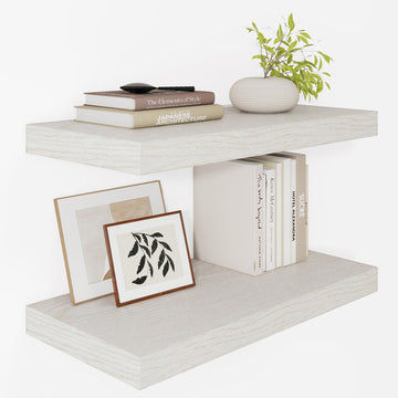 12" Deep Floating Shelves 24x12" Set of 2, White Birch