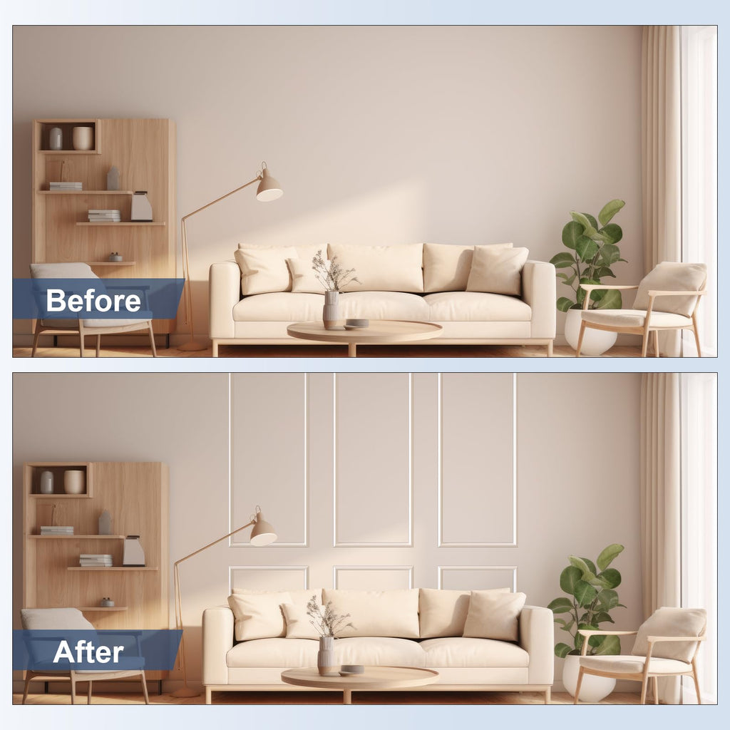 Peel and Stick Wall Molding Kit 6-Frame Premade, Ready-to-Assemble Wall Moulding Panel Frame, Self Adhesive