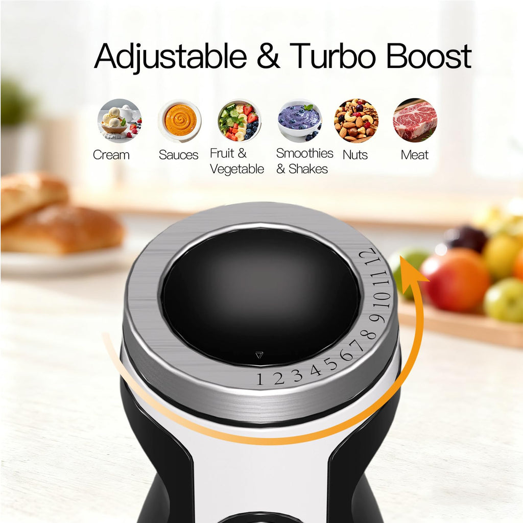 Hand Blender, Multi-Attachment Immersion Blender with Chopper