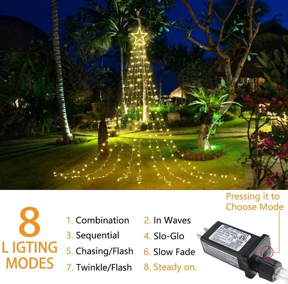 (New) Christmas Decorations Star String Lights, 320 LED Christmas Light Outdoor Yard Decorations Tree Light with 13"