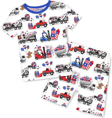 Bamboo Viscose Toddler Boys Pajamas Set, Short Sleeve Kids