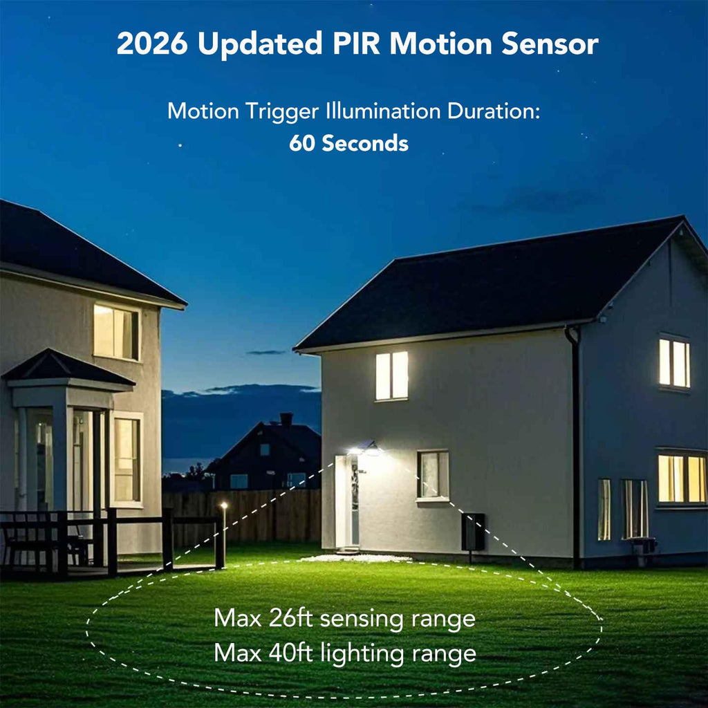Motion Solar Lights Outdoor, Solar Floodlight, Stay On or Motion Sensor Mode, Dusk to Dawn Security Light, Landscape
