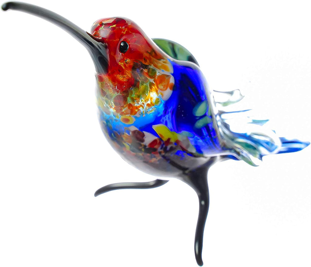 Hummingbird Figurine Hand Blown Art Glass Murano Miniature Animals Birds Collection Glass Blown Sculpture Glass