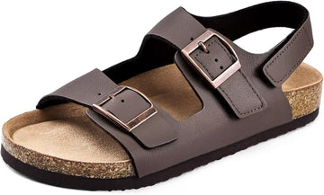 Kids Girls Boys Sandals with Cork Footbed Adjustable Strap Toddler Casual Slides Sandals Open Toes Flat
