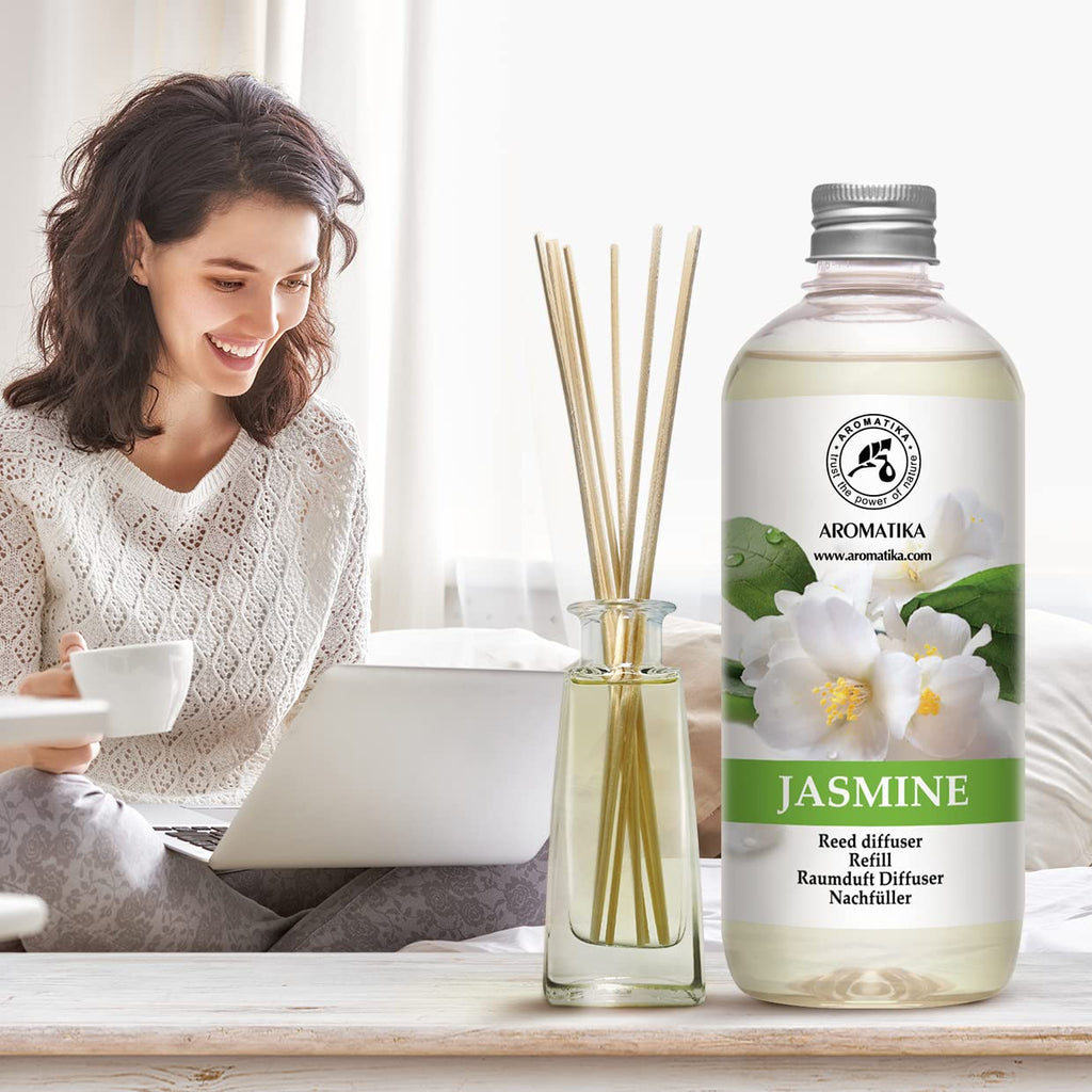 Reed Diffuser Refill With Jasmine Essential Oil 34 Fl Oz - 2x500ml - Fragrance Oil - Room Freshener - Floral