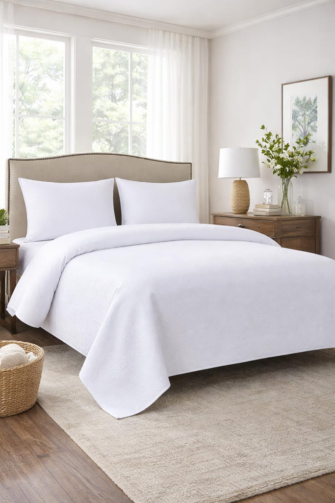 Diamond Matelasse Cotton 3-Piece Quilt Set