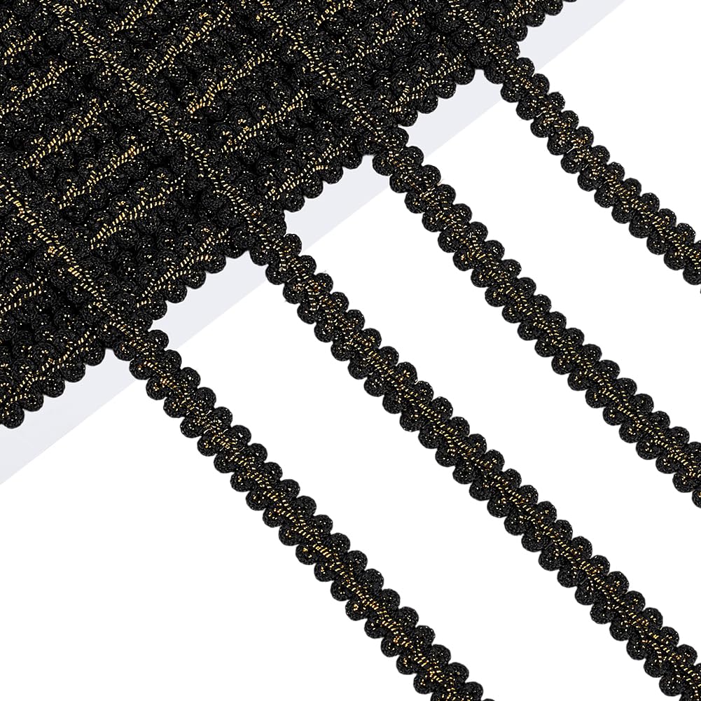 15 Black Yards Gimp Braid Trim 12mm Metallic Polyester Woven Braid Trim Decorative Gimp Trim Ribbon for Costume DIY