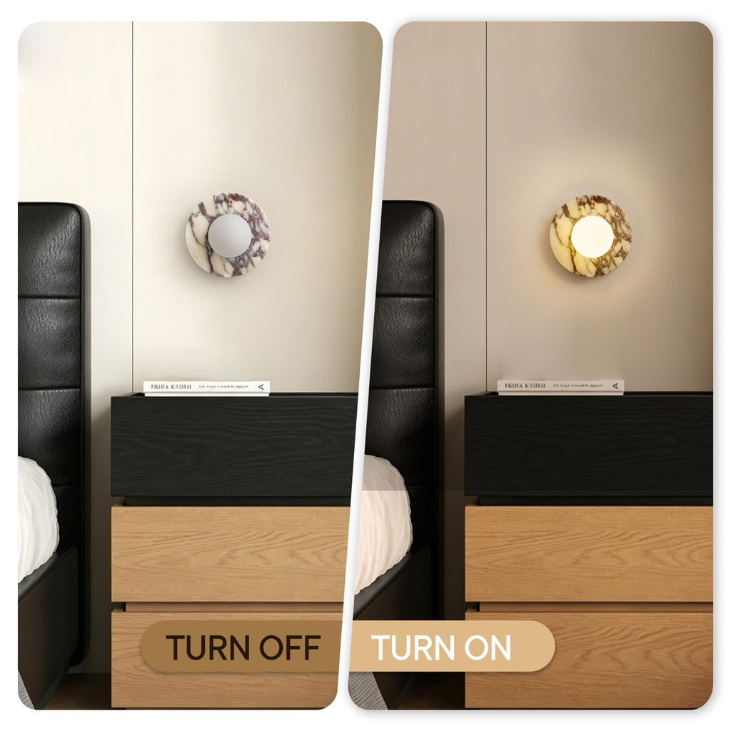 7.9" Natural Marble Wall Sconce, 1-Light Modern Alabaster Wall Lamp