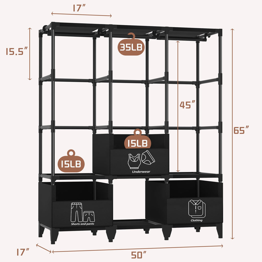 Portable Closet,Sturdy Stable Large Capacity Wardrobe Closet