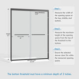 56-60" W x 72" H Semi-Frameless Bypass Sliding Shower Door, Easy-to-Clean Treated Clear Tempered Glass, Matte Black