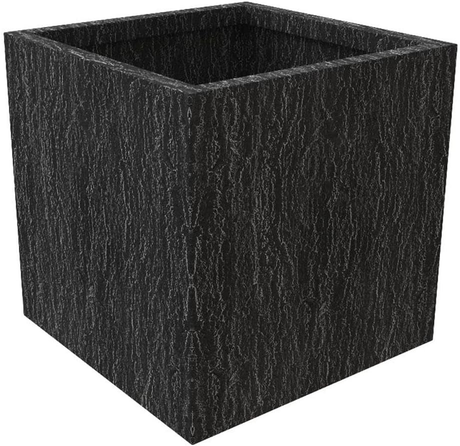 Verdura Mid-Century Modern Fiberstone and Clay Planter - Weather Resistant Square Planter Pot with Drainage Holes for